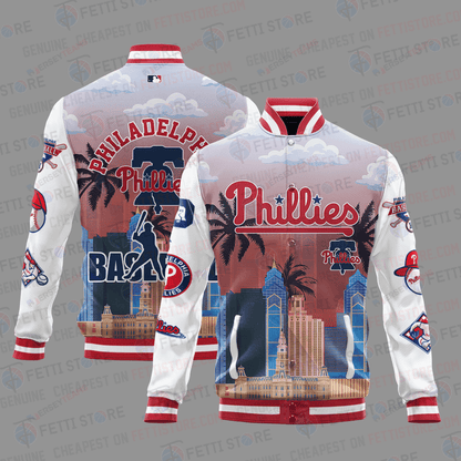 Philadelphia Phillies Major League Baseball AOP Varsity Jacket STM - All-Over-Printed Jacket
