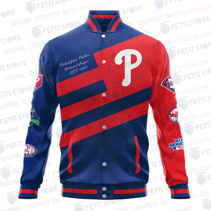 Philadelphia Phillies American League Baseball Varsity Jacket SH1 - All-Over-Printed Jacket