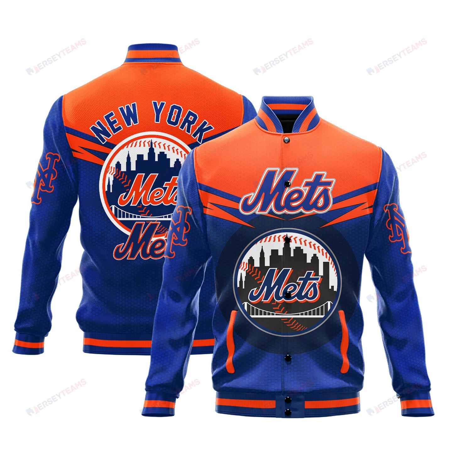 New York Mets - Major League Baseball AOP Varsity Jacket V7 - All-Over-Printed Jacket
