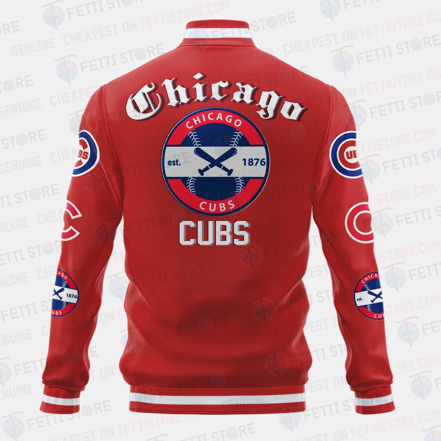 Chicago Cubs Symbol Vintage Design Varsity Jacket - All-Over-Printed Jacket