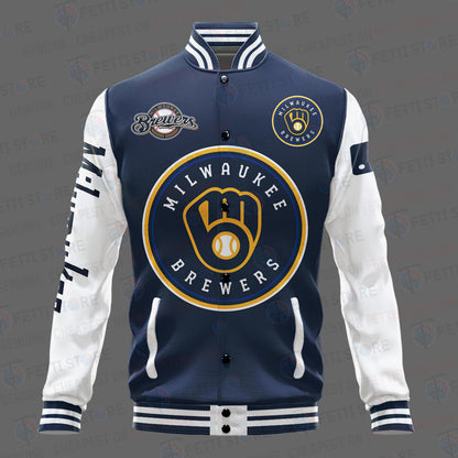 Milwaukee Brewers Major League Baseball AOP Varsity Jacket STM - All-Over-Printed Jacket