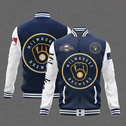 Milwaukee Brewers Major League Baseball AOP Varsity Jacket STM - All-Over-Printed Jacket