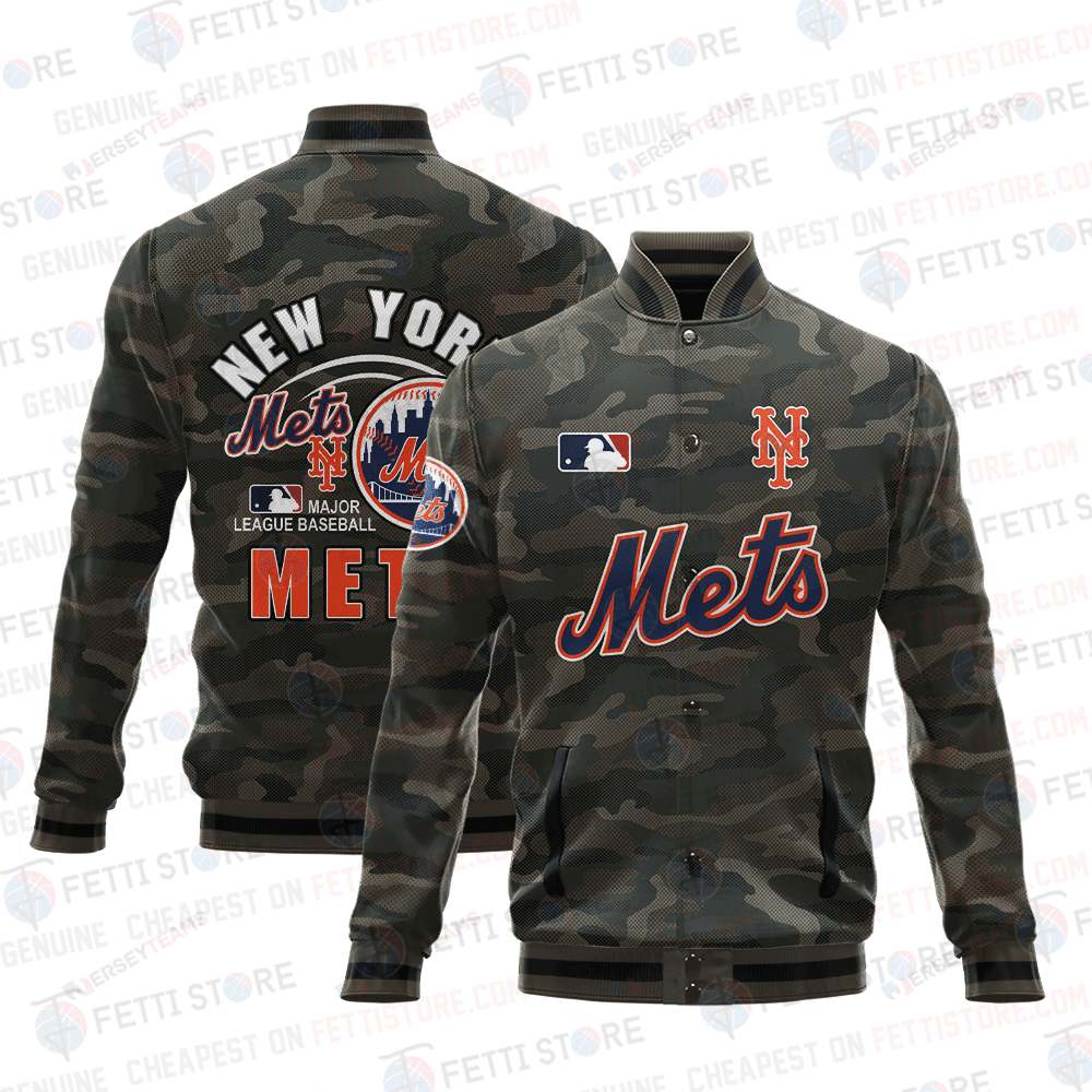 New York Mets Major League Baseball Camo AOP Varsity Jacket STM - All-Over-Printed Jacket