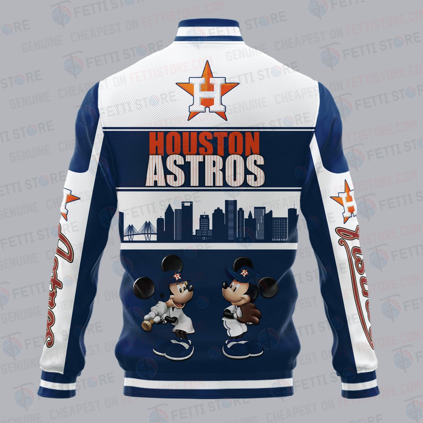 Houston Astros City And Logo Pattern Print Varsity Jacket - All-Over-Printed Jacket