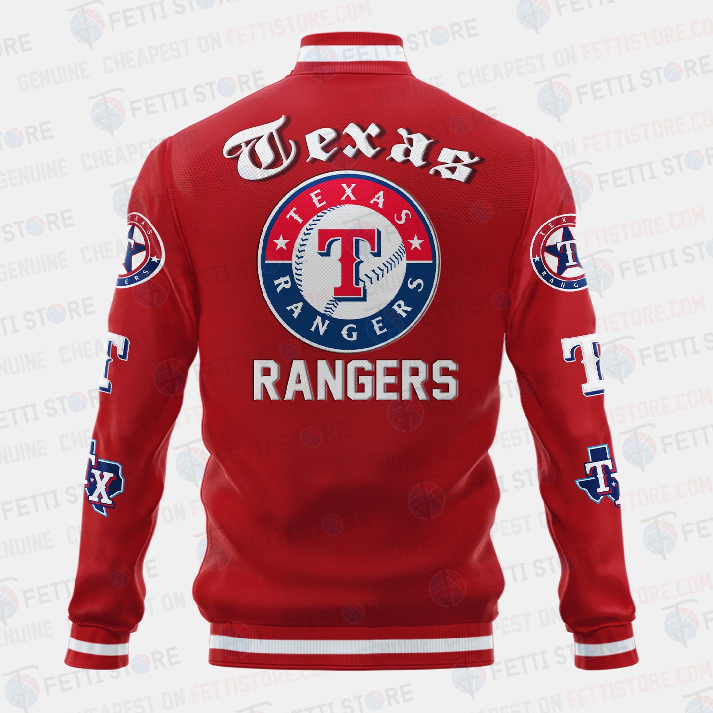 Texas Rangers Symbol Vintage Design Varsity Jacket - All-Over-Printed Jacket