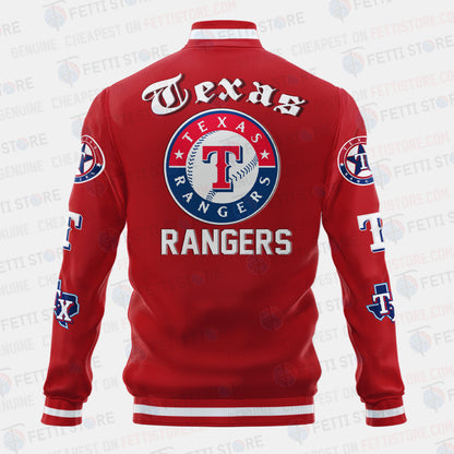 Texas Rangers Symbol Vintage Design Varsity Jacket - All-Over-Printed Jacket