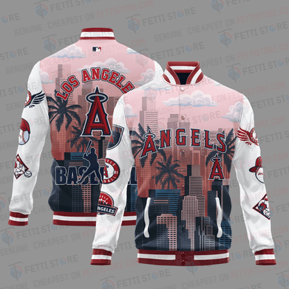 Los Angeles Angels Major League Baseball AOP Varsity Jacket STM - All-Over-Printed Jacket