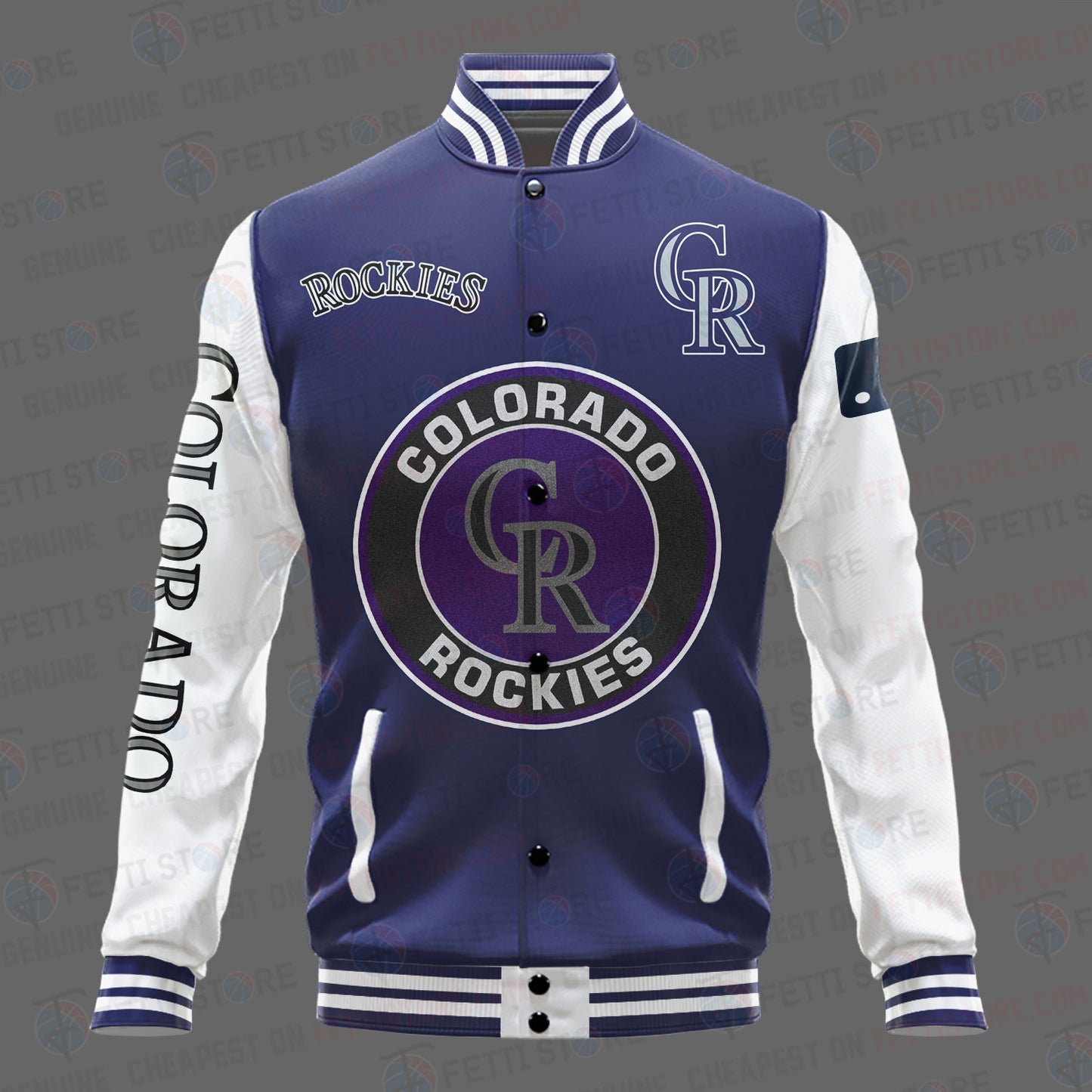 Colorado Rockies Major League Baseball AOP Varsity Jacket STM - All-Over-Printed Jacket