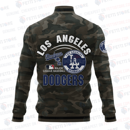 Los Angeles Dodgers Major League Baseball Camo AOP Varsity Jacket STM - All-Over-Printed Jacket