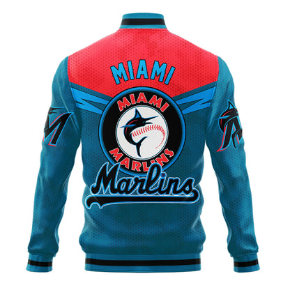 Miami Marlins - Major League Baseball AOP Varsity Jacket V7 - All-Over-Printed Jacket