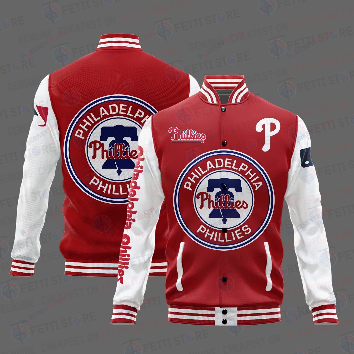 Philadelphia Phillies Major League Baseball AOP Varsity Jacket STM - All-Over-Printed Jacket