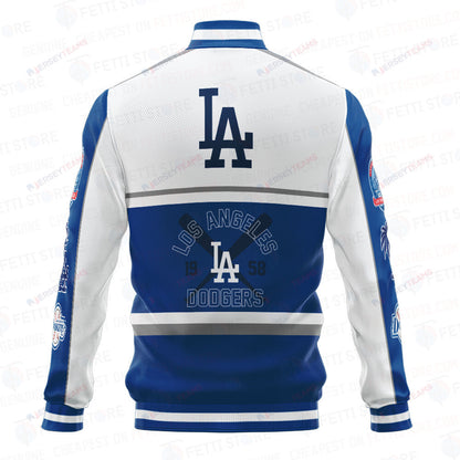 Los Angeles Dodgers Baseball White And Dark Blue Pattern Varsity Jacket - All-Over-Printed Jacket