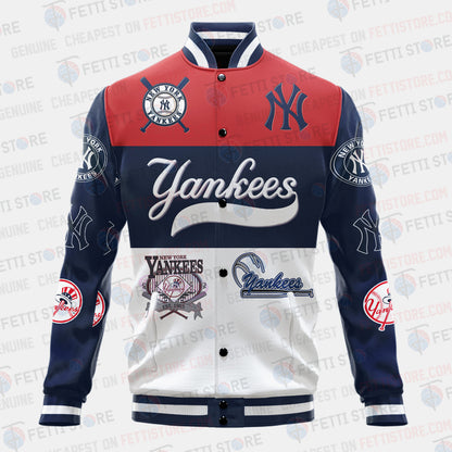 New York Yankees Symbol Vintage Design Varsity Jacket - All-Over-Printed Jacket