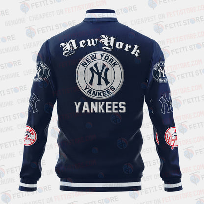 New York Yankees Symbol Vintage Design Varsity Jacket - All-Over-Printed Jacket