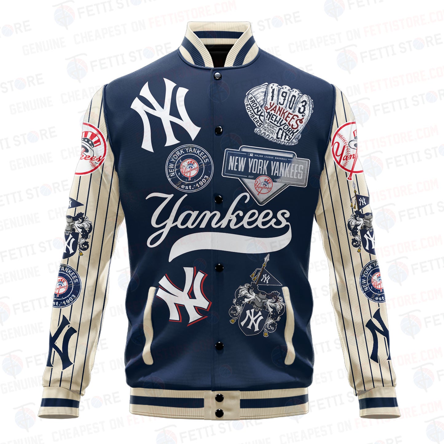 New York Yankees - Major League Baseball AOP Varsity Jacket V6 - All-Over-Printed Jacket