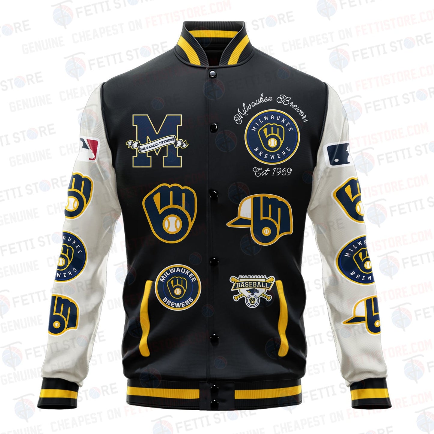Milwaukee Brewers - Major League Baseball AOP Varsity Jacket V2 - All-Over-Printed Jacket