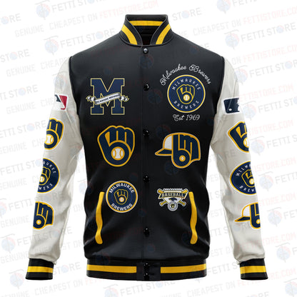 Milwaukee Brewers - Major League Baseball AOP Varsity Jacket V2 - All-Over-Printed Jacket