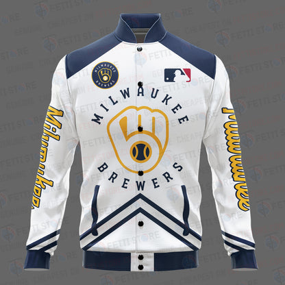 Milwaukee Brewers - Major League Baseball AOP Varsity Jacket V4 - All-Over-Printed Jacket