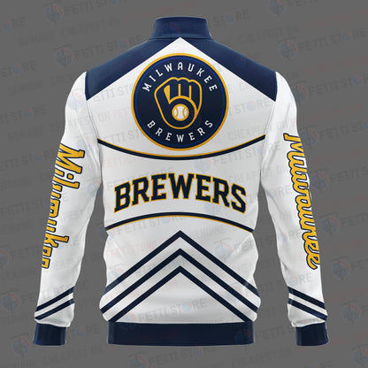 Milwaukee Brewers - Major League Baseball AOP Varsity Jacket V4 - All-Over-Printed Jacket