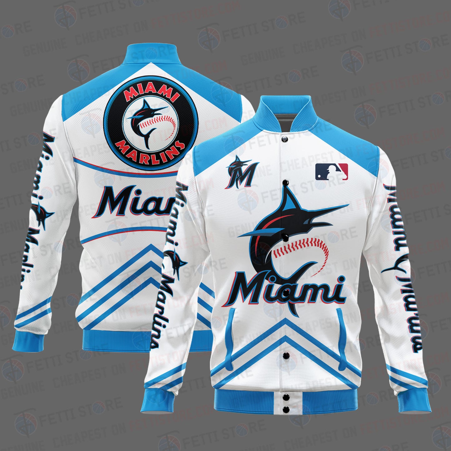 Miami Marlins - Major League Baseball AOP Varsity Jacket V4 - All-Over-Printed Jacket
