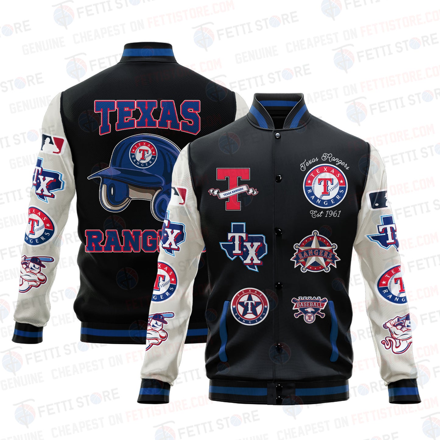 Texas Rangers - Major League Baseball AOP Varsity Jacket V2 - All-Over-Printed Jacket