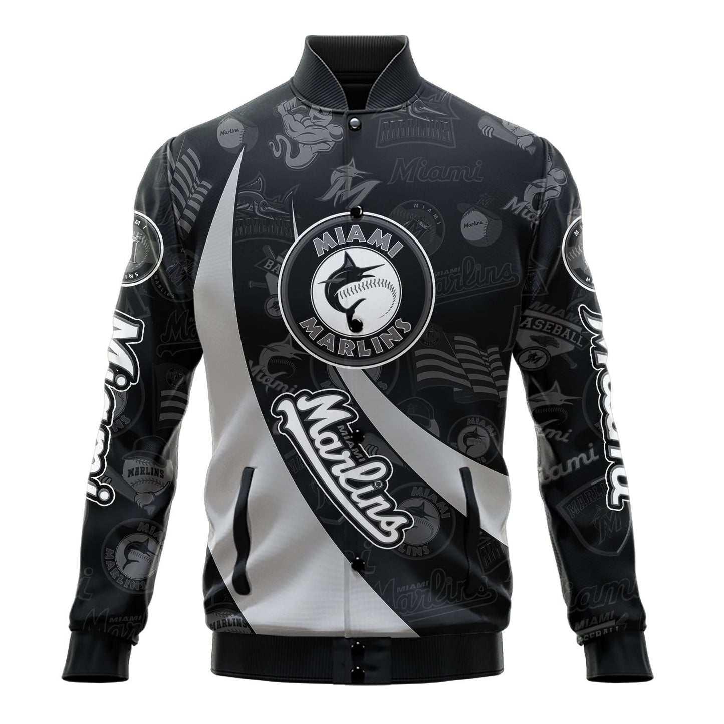 Miami Marlins - Major League Baseball AOP Varsity Jacket V3 - All-Over-Printed Jacket