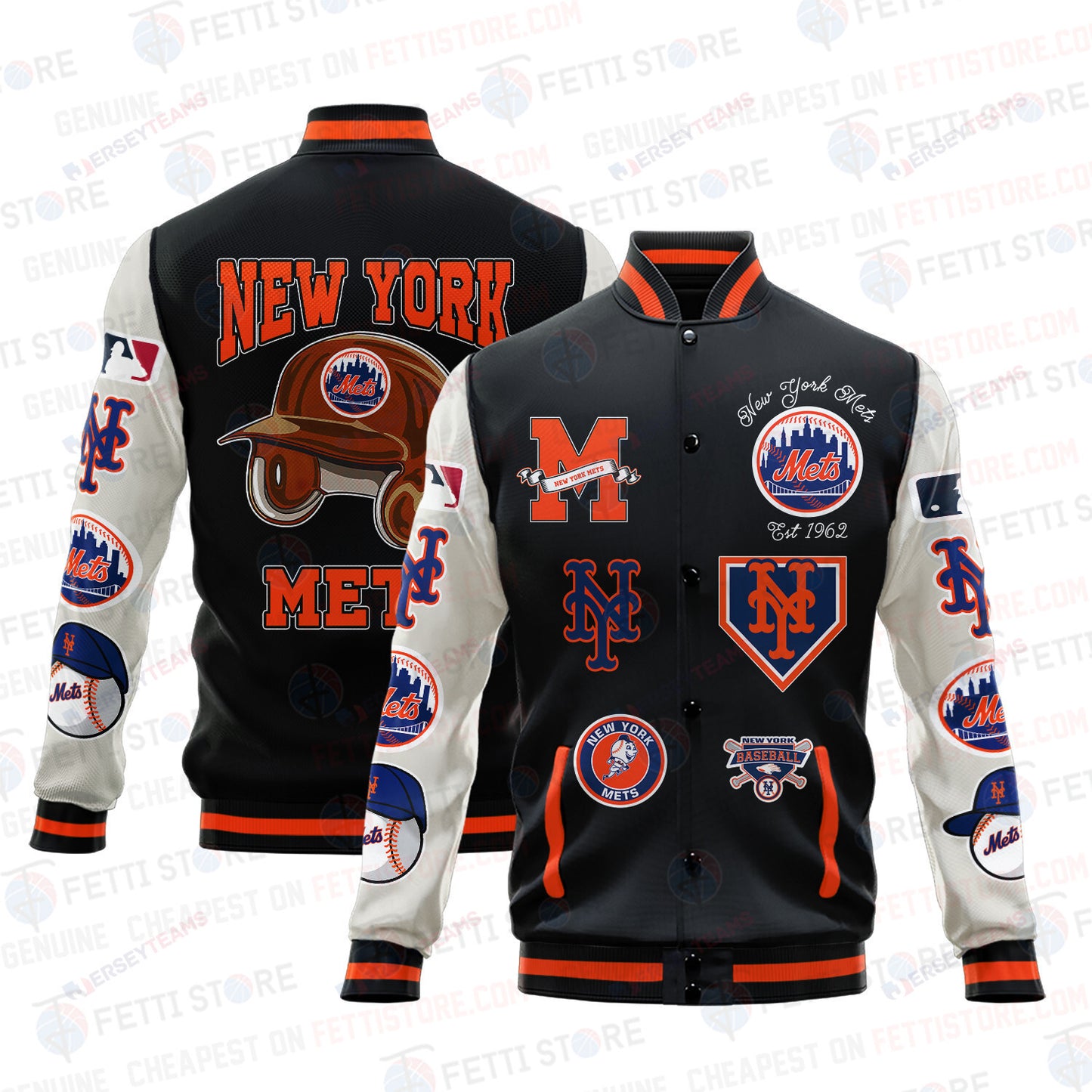 New York Mets - Major League Baseball AOP Varsity Jacket V2 - All-Over-Printed Jacket