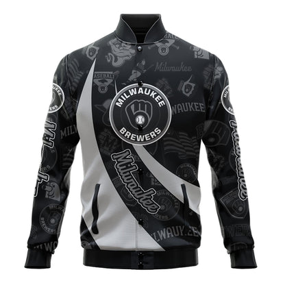 Milwaukee Brewers - Major League Baseball AOP Varsity Jacket V3 - All-Over-Printed Jacket