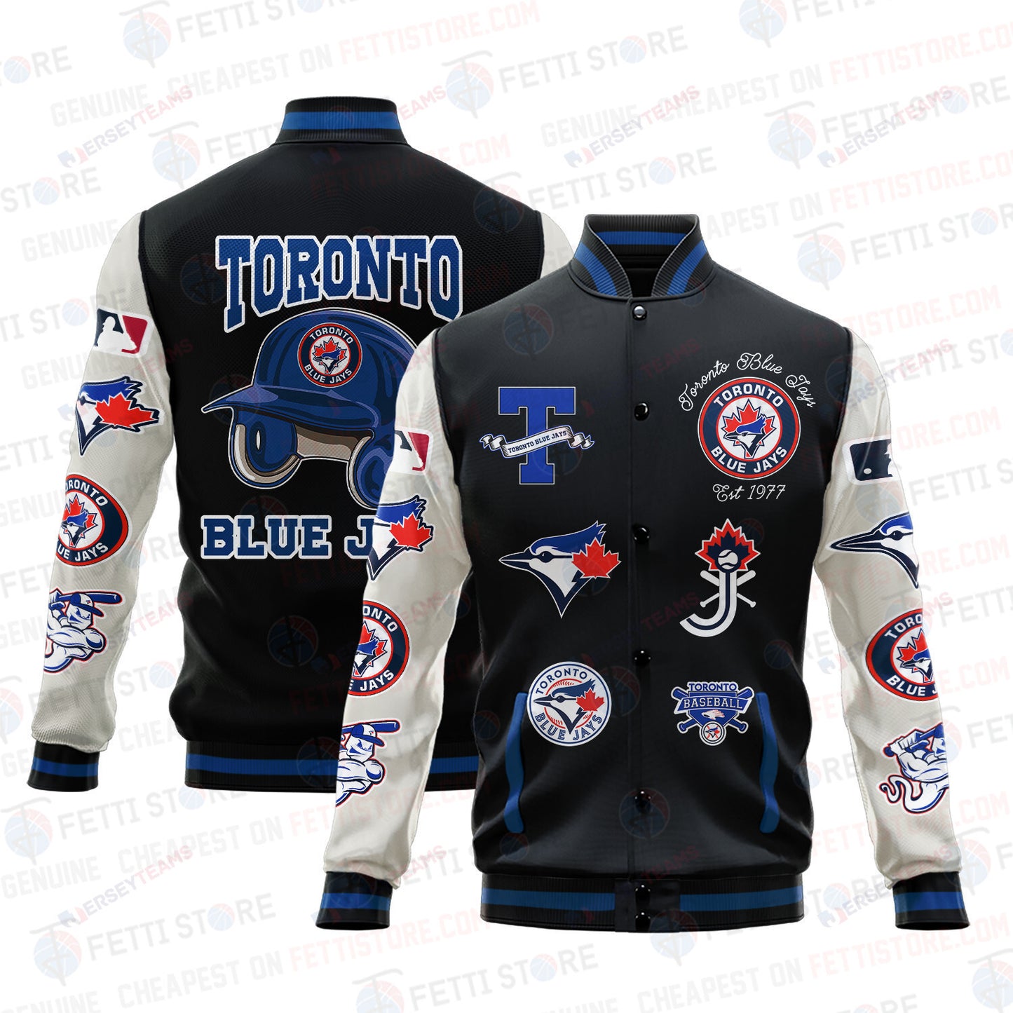 Toronto Blue Jays - Major League Baseball AOP Varsity Jacket V2 - All-Over-Printed Jacket