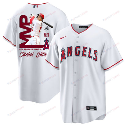 Shohei Ohtani 17 Los Angeles Angels Signed MVP 2023 Home Player Men Jersey - White