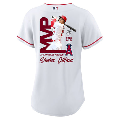 Shohei Ohtani 17 Los Angeles Angels Signed MVP 2023 Home Player Women Jersey - White