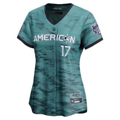 Shohei Ohtani 17 Los Angeles Angels Signed Name 2023 All-Star Game Limited Player Women Jersey - Teal