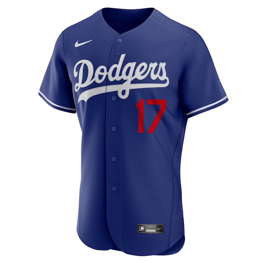Shohei Ohtani 17 Los Angeles Dodgers Signed ShoTime 2023 Alternate ELITE Jersey - Men Royal Jersey