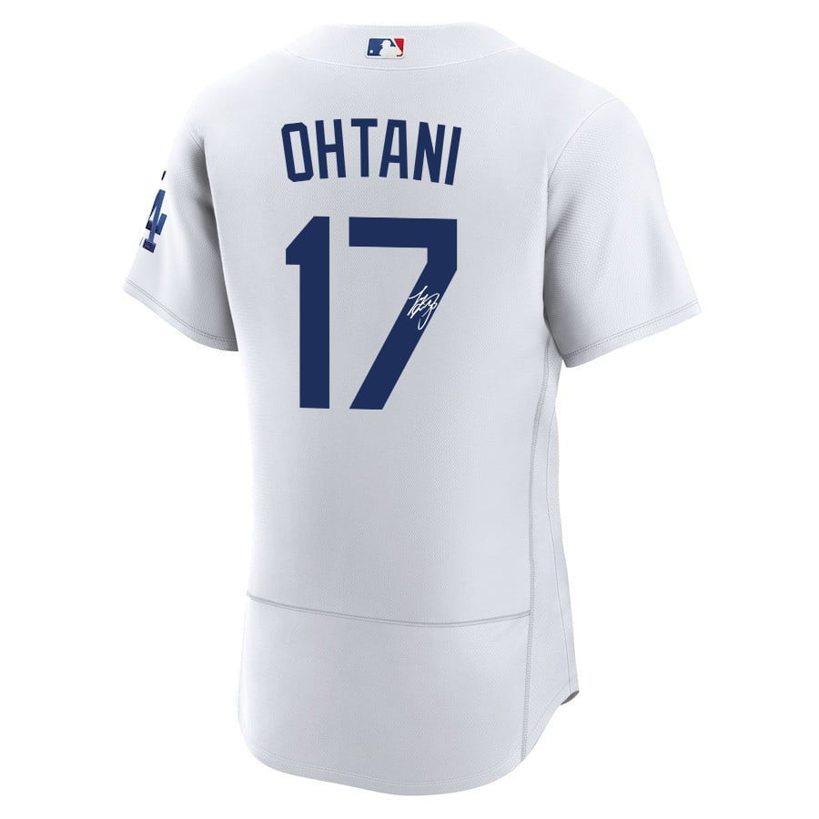Shohei Ohtani 17 Signed Los Angeles Dodgers Home ELITE Jersey - Men White Jersey