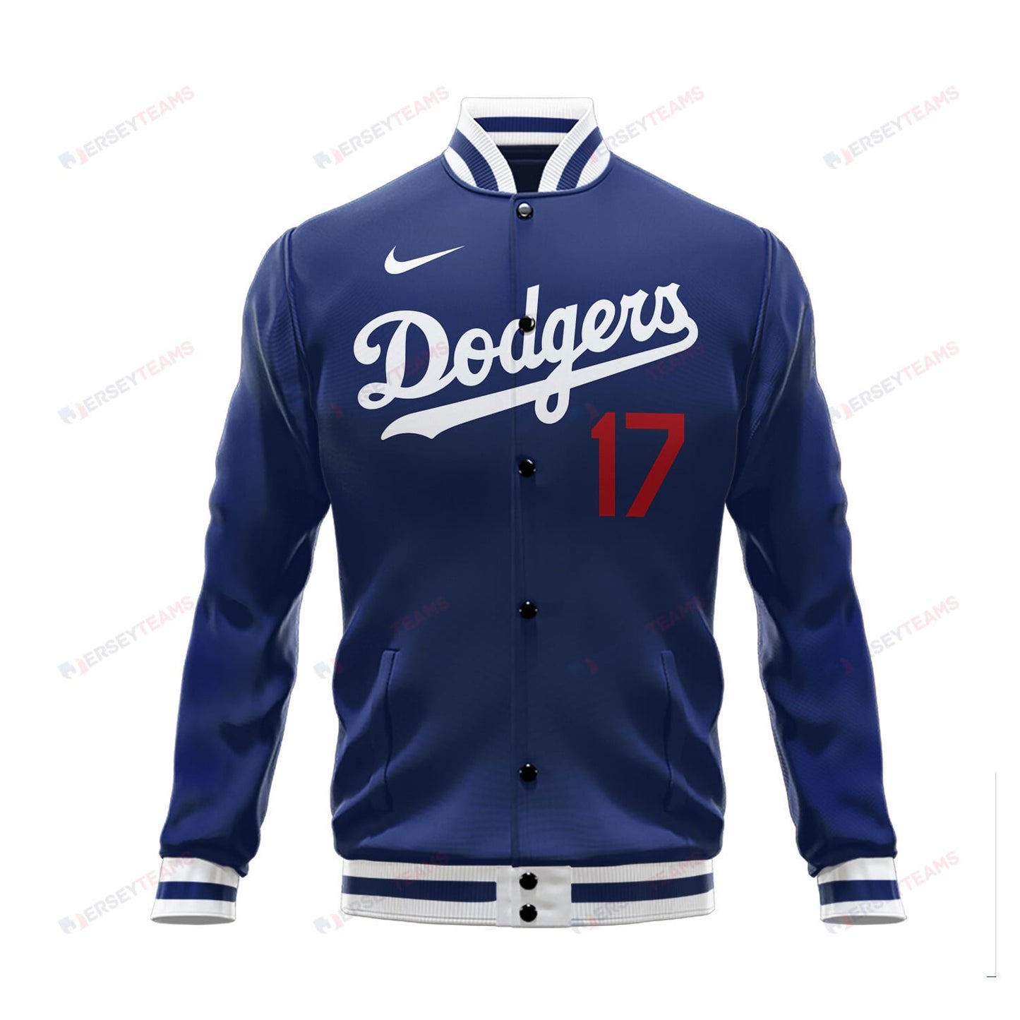 Shohei Ohtani 17 Los Angeles Dodgers Signed Baseball Jacket - Royal - All-Over-Printed Jacket