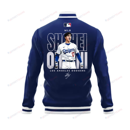 Shohei Ohtani 17 Los Angeles Dodgers Signed Baseball Jacket - Royal - All-Over-Printed Jacket