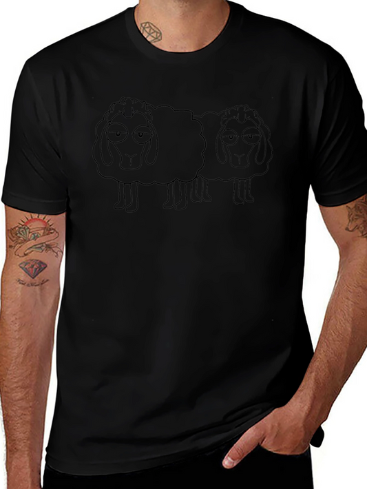Two Sheep Graphic Tee - Black Cotton Blend