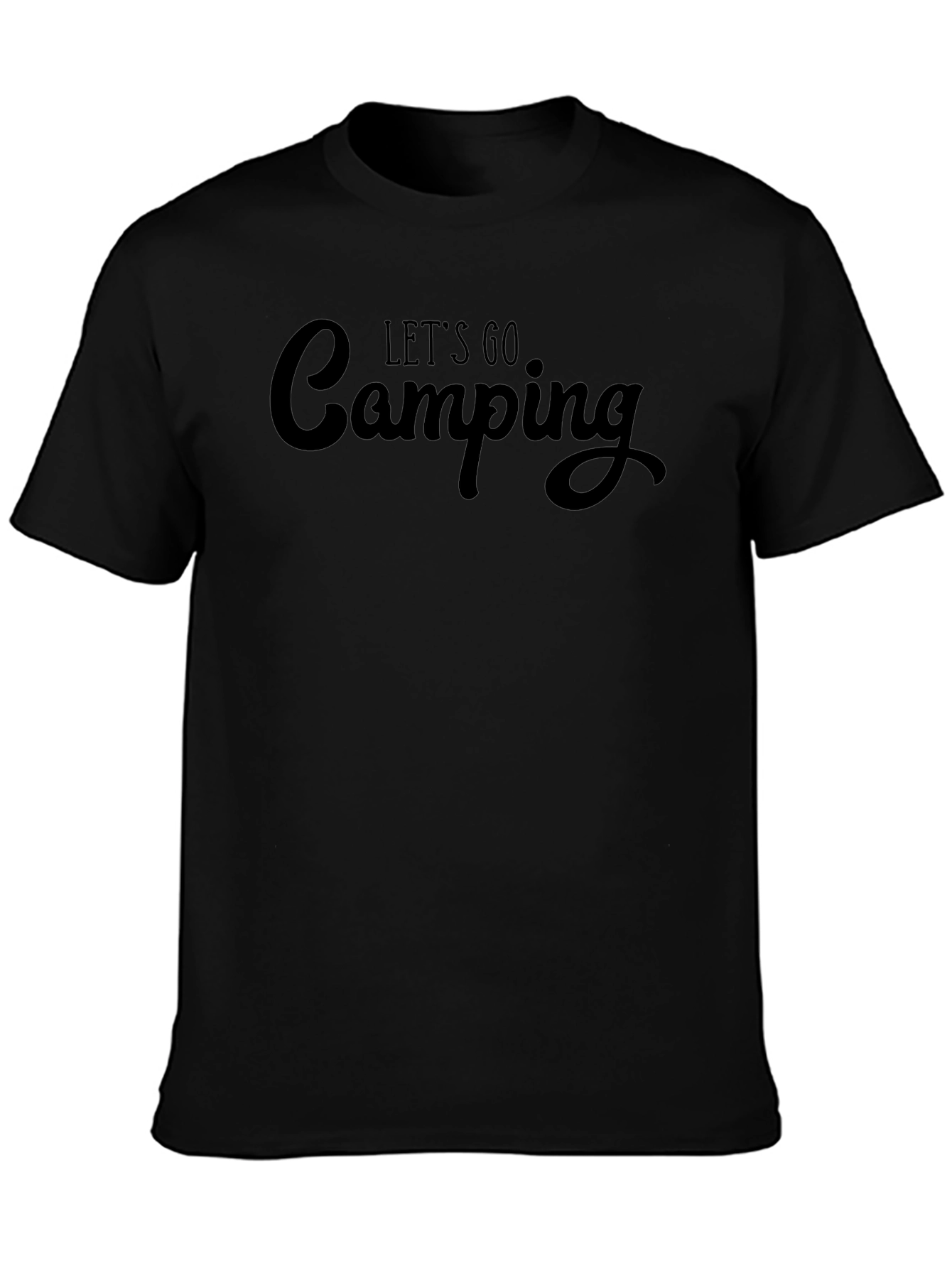 Lets Go Camping T-Shirt - Black Crew Neck