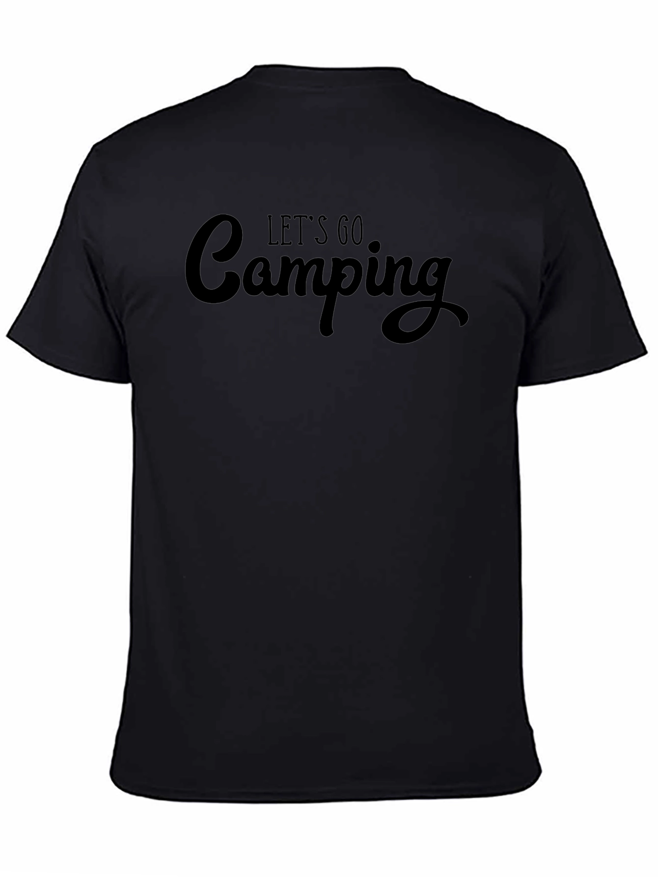 Lets Go Camping T-Shirt - Black Crew Neck