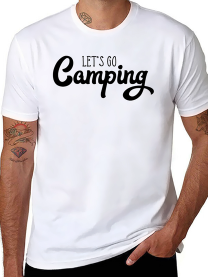 Lets Go Camping T-Shirt - Black Crew Neck