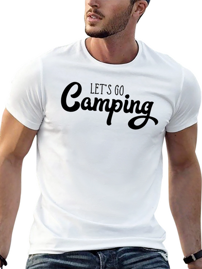 Lets Go Camping T-Shirt - Black Crew Neck