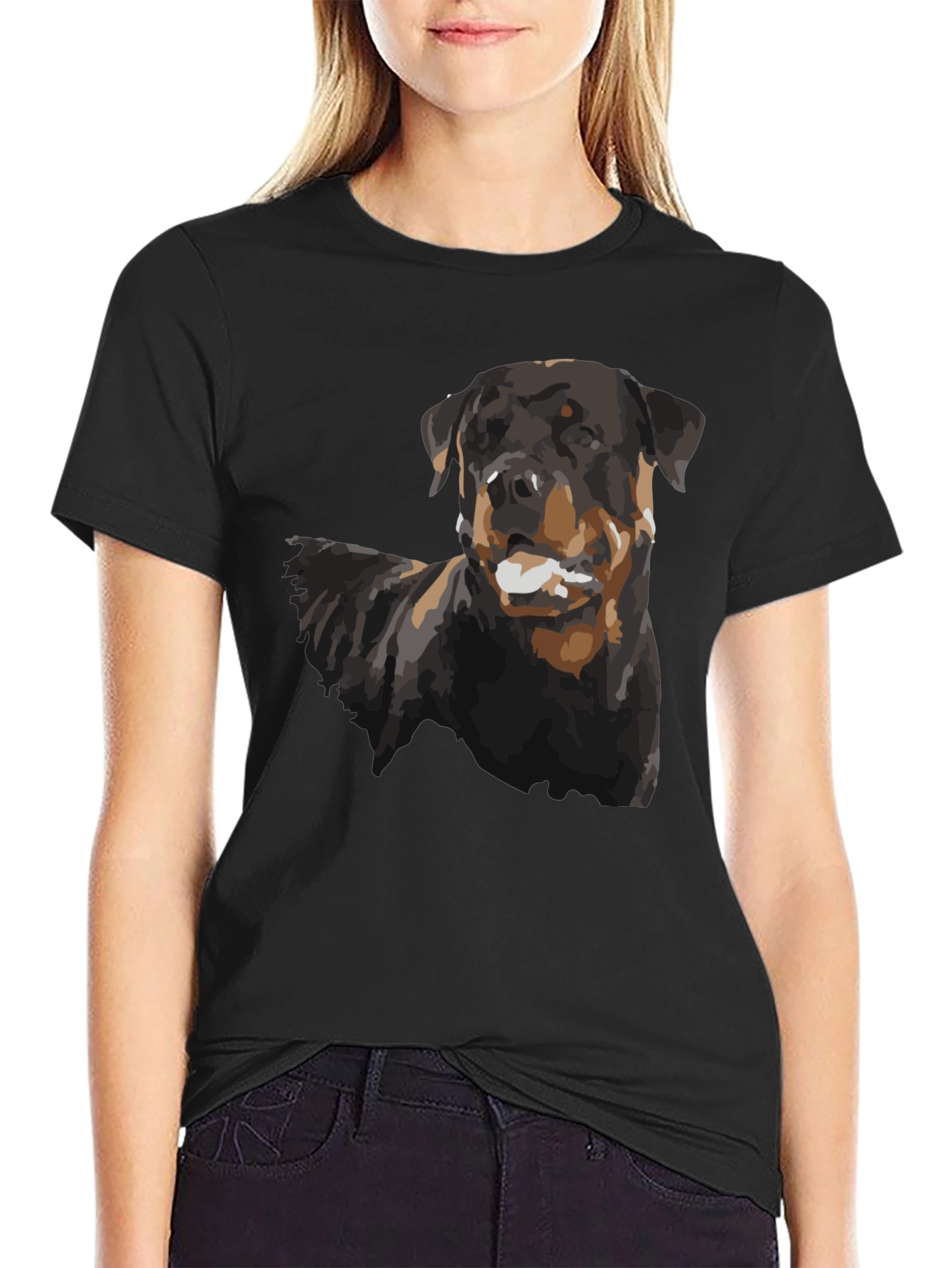 Rottweiler Dog Graphic Black T-Shirt