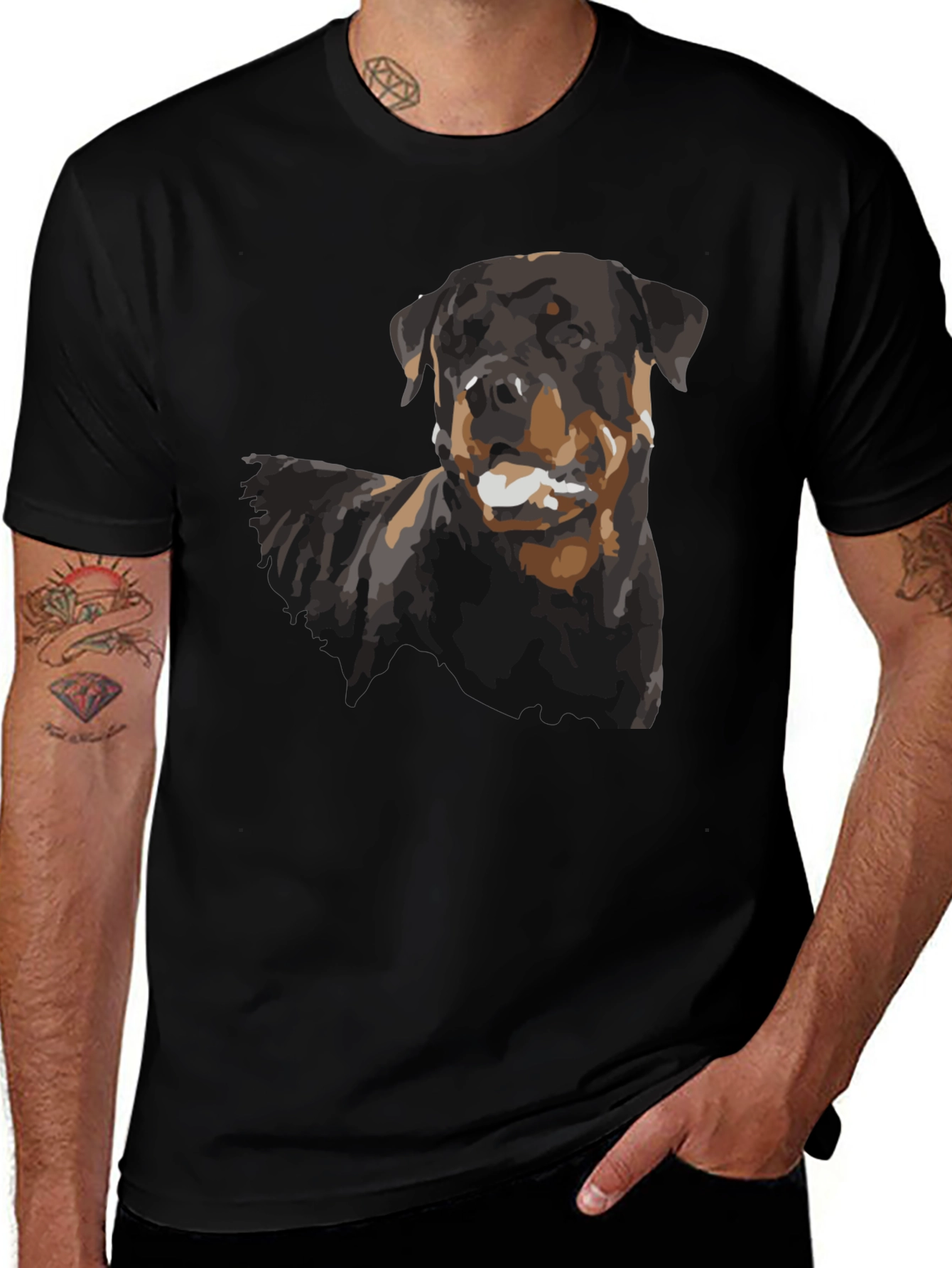 Rottweiler Dog Graphic Black T-Shirt