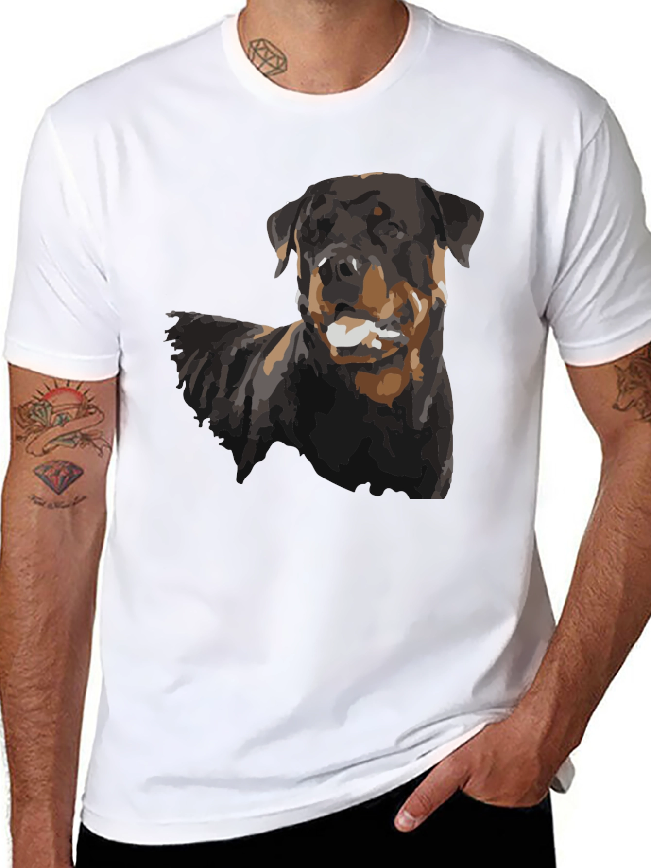 Rottweiler Dog Graphic Black T-Shirt