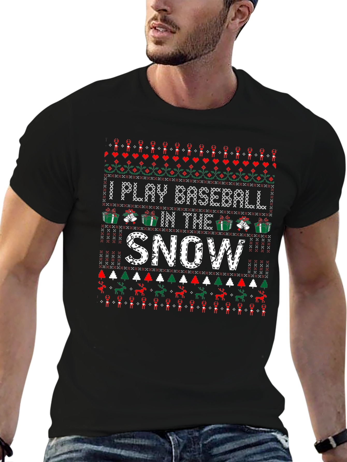 I Play Baseball in the Snow Christmas T-Shirt
