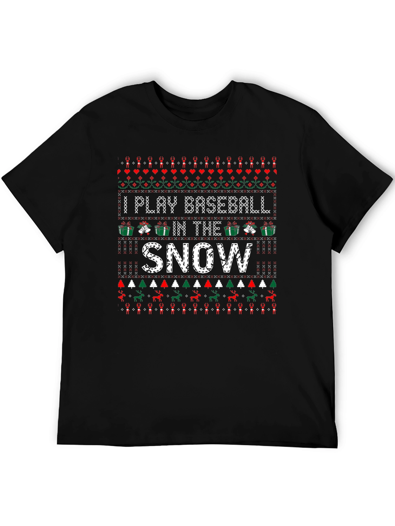 I Play Baseball in the Snow Christmas T-Shirt