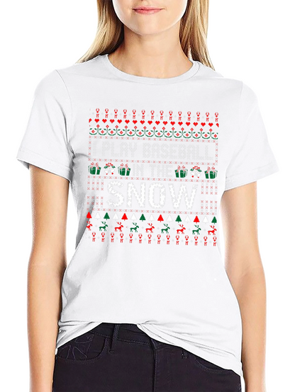 I Play Baseball in the Snow Christmas T-Shirt