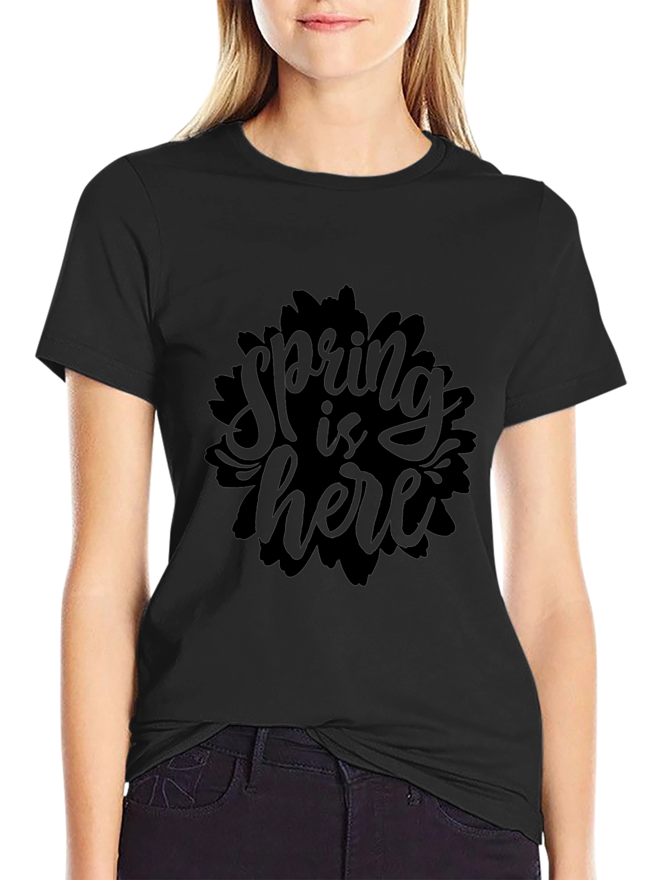 Spring is Here Black Graphic Tee