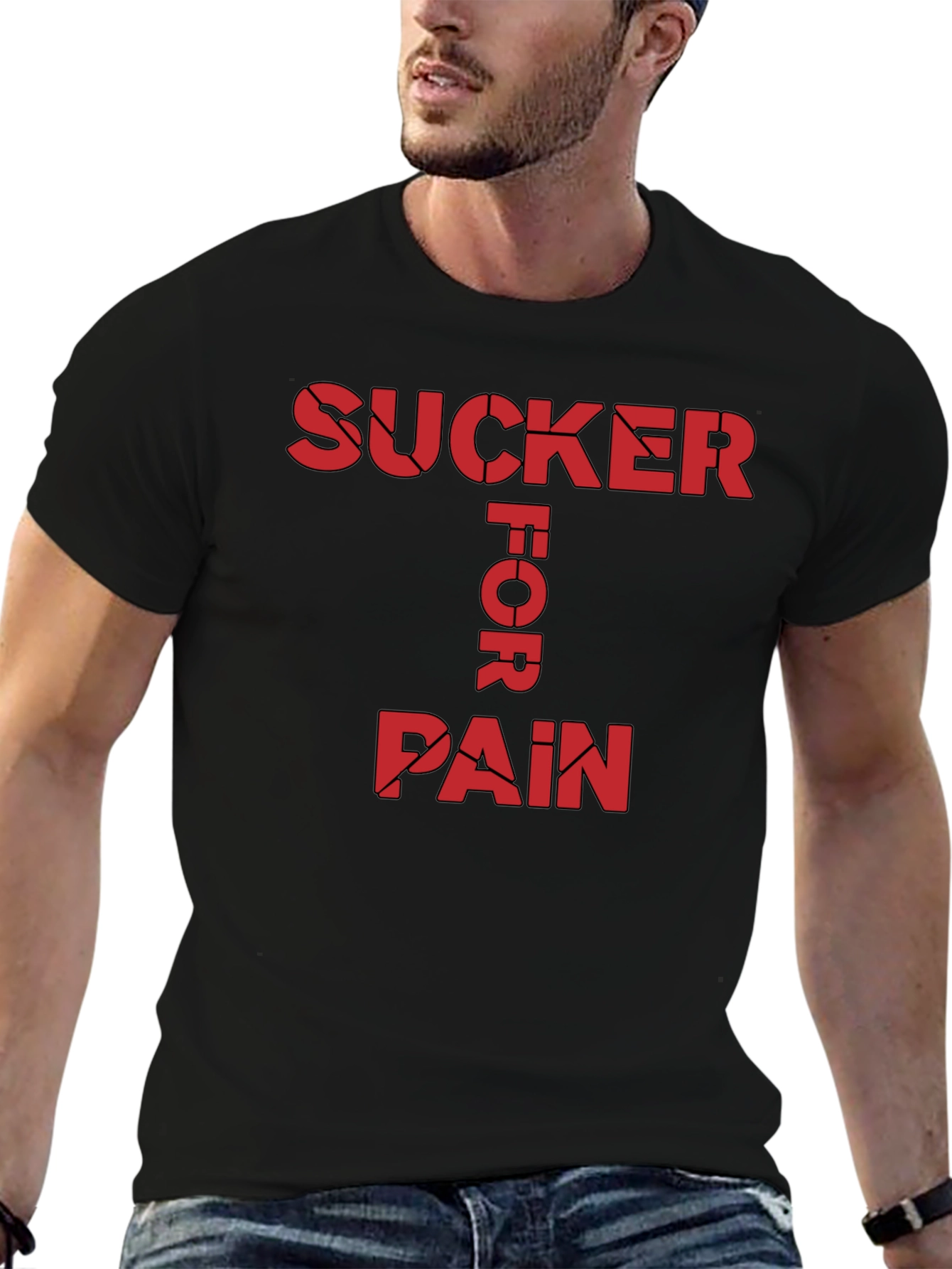 Sucker For Pain Black Graphic Tee Shirt