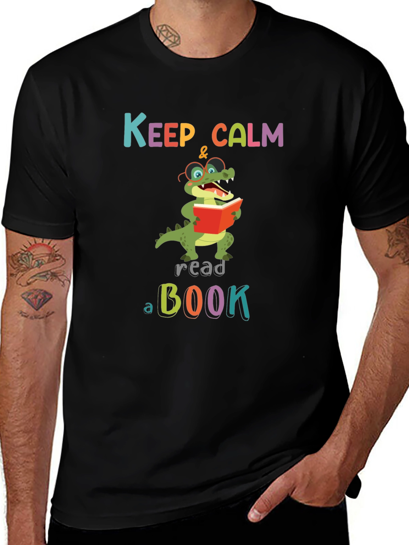 Keep Calm Read a Book Alligator Graphic T-Shirt